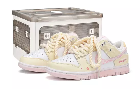 Кроссовки Nike Dunk Skateboard Shoes Women's Low-Top Pink White Yellow