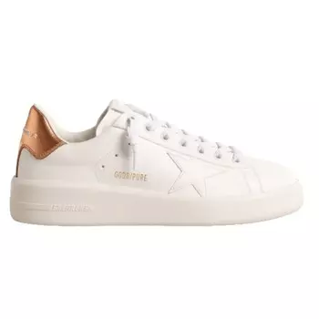 Женские кроссовки Golden Goose Purestar Bio-Based White Star и Bronze Metallic Heel Tab