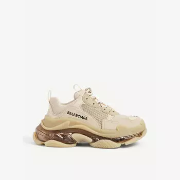 Женские кроссовки Triple S из кожи и сетки Balenciaga, бежевый
