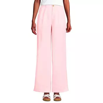 Женские льняные брюки со складками и высокой посадкой Lands End Lands' End, цвет Simply Pink Linen