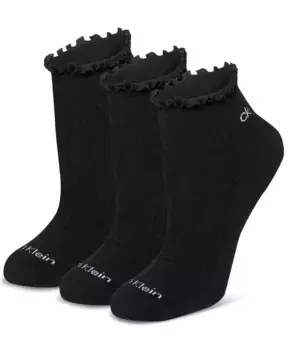 Женские носки с рюшами, 3 пары, спортивные Calvin Klein, черный