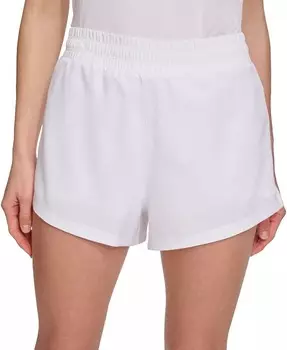 Женские однотонные двухслойные шорты для тренинга DKNY, белый