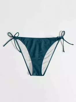 Женские плавки бикини SHEIN Swim с боковыми узлами идеально подходят для плавок, летнего пляжного отдыха, цвет синий