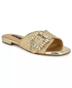 Женские плоские шлепанцы Laniey с декоративными элементами Nine West, золотой
