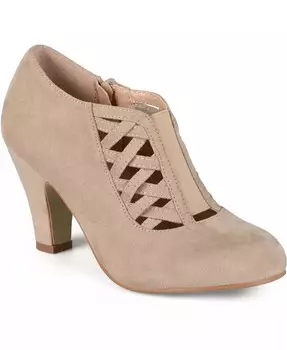 Женские полусапоги Piper Wide Width Cagey Upper Round Toe Dress Shooties Journee Collection, коричневый/бежевый