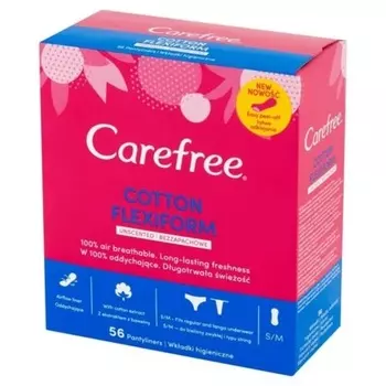 Женские прокладки Carefree Flexiform из хлопка без запаха, 56 шт. Johnson & Johnson