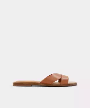Женские сандалии из текстиля на плоской подошве с круглым носком Aldo, цвет Camel