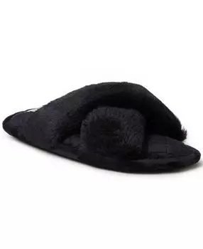 Женские шлепанцы Jessica Furry с перекрестной лентой Dearfoams, черный
