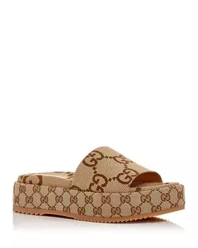 Женские шлепанцы на платформе Gucci