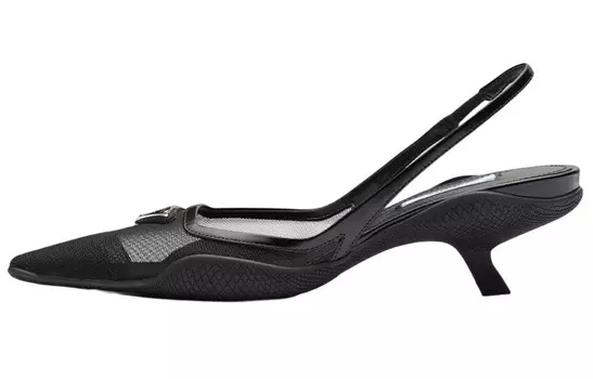 Туфли женские Prada на коротком каблуке, черный