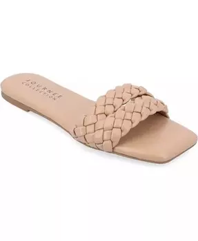 Женские шлепанцы Sawyerr Tru Comfort из пеноматериала с широкой шириной и двойной плетеной лентой Journee Collection, бежевый