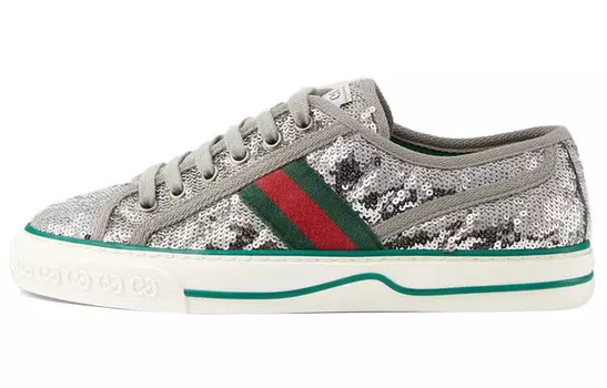 Женские теннисные туфли Gucci, серебристый