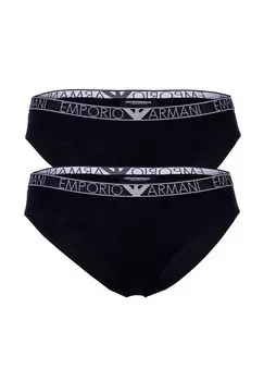 Женские трусы, 2 шт в упаковке - ЛОГОТИП ESSENTIAL STUDS, трусы, хлопок стрейч EMPORIO ARMANI, черный