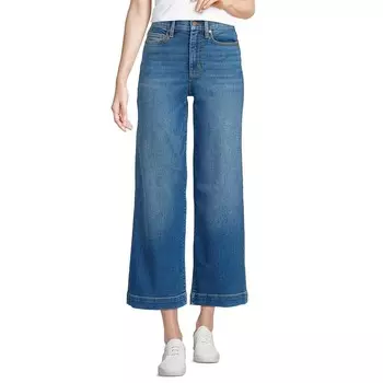 Женские укороченные джинсы Lands End Recover Denim с высокой посадкой и широкими штанинами Lands' End, цвет Indigo Tide Blue