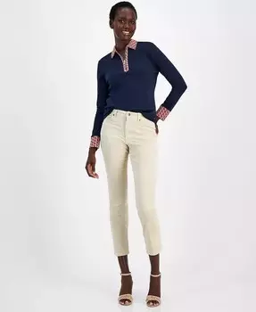 Женские укороченные вельветовые брюки прямого кроя Tommy Hilfiger, бежевый