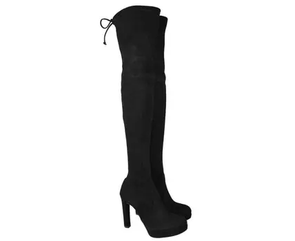 Женские замшевые ботфорты Stuart Weitzman Plathighland ботфорты выше колена, черный