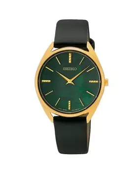Женские женские часы SWR080P1 из искусственной кожи с черным ремешком Seiko, черный