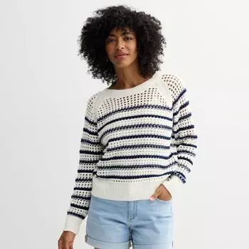 Женский ажурный пуловер Sonoma Goods For Life, цвет ivory navy stripe
