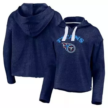 Женский брендовый вересковый темно-синий Tennessee Titans с историческим логотипом Sport Resort, винтажный укороченный пуловер с необработанными краями, толстовка с капюшоном Fanatics Fanatics