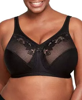 Женский бюстгальтер MagicLift Wirefree Minimizer Support Bra для полной фигуры размера плюс 1003 Glamorise, черный
