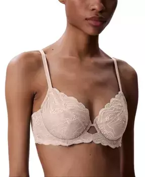 Женский бюстгальтер Sensual Stretch с кружевом, без косточек, полного покрытия QF8120 Calvin Klein, коричневый