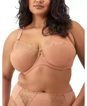 Женский бюстгальтер Zarla Banded Underwire Stretch Lace с чашками на косточках и кружевной отделкой Elomi, коричневый/бежевый