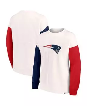 Женский фирменный белый пуловер с основным логотипом New England Patriots с цветными блоками, толстовка Fanatics, белый