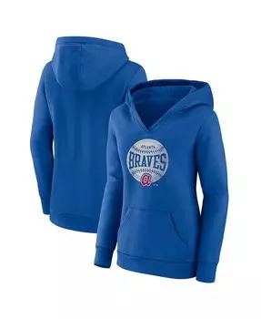 Женский фирменный пуловер с капюшоном Royal Atlanta Braves Slider Crossover с v-образным вырезом Fanatics