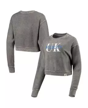Женский графитовый укороченный пуловер Kentucky Wildcats с классическим шнурком League Collegiate Wear, серый