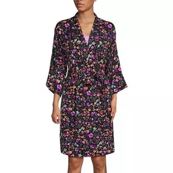 Женский комплект пижамы из 2 предметов: ночная сорочка и халат Lands' End, цвет black large floral