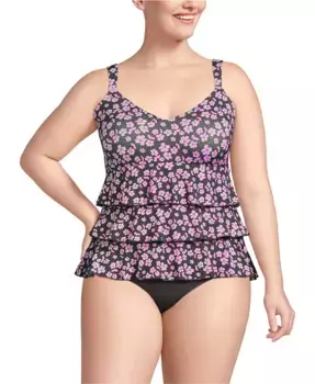Женский купальник-фокинки с рюшами One Piece Swimsuit Lands' End, красный
