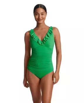 Женский купальник One Piece с рюшами Lauren Ralph Lauren, зеленый