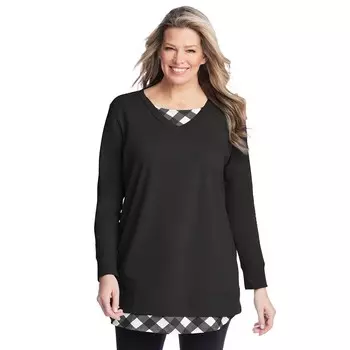 Женский многослойный свитшот больших размеров Woman Within, цвет Black Plaid