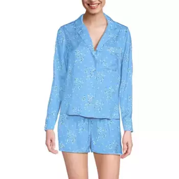 Женский пижамный комплект из 2 предметов: верх и шорты Lands' End, цвет blue snow floral