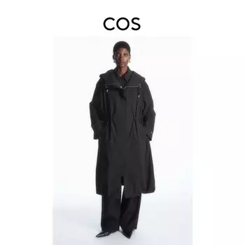 Женский плащ Cos с капюшоном, черный