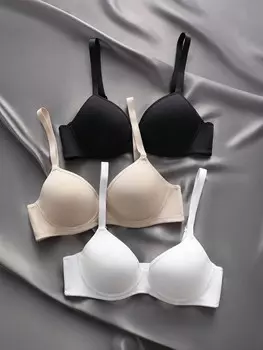Женский простой бюстгальтер без косточек Underwear&Sleepwear Basics, 3 предмета Shein, мультиколор