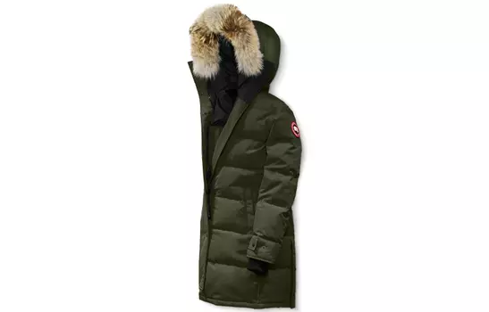 Женский пуховик Canada Goose с мехом, темно-зеленый
