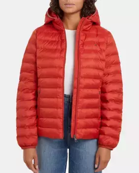Женский пуховик на молнии и с капюшоном Tommy Hilfiger, красный