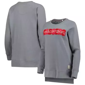 Женский пуловер из синели с реглан Pressbox Grey Wisconsin Badgers Pinehurst Толстовка