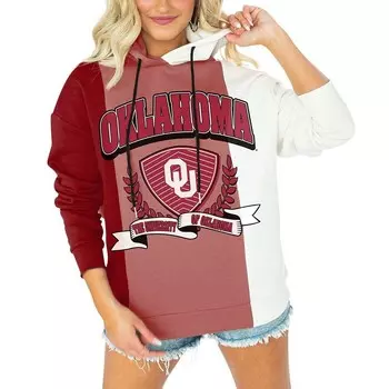 Женский пуловер с капюшоном Gameday Couture Crimson Oklahoma Earlys Hall of Fame с цветными блоками, цвет Okl Red