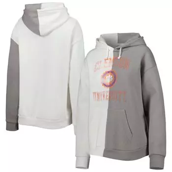 Женский пуловер с капюшоном Gameday Couture серого/белого цвета Clemson Tigers с разрезом