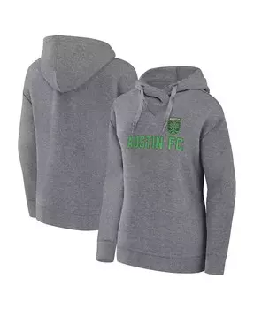 Женский пуловер с капюшоном Heather Grey Austin FC Script Fanatics, серый