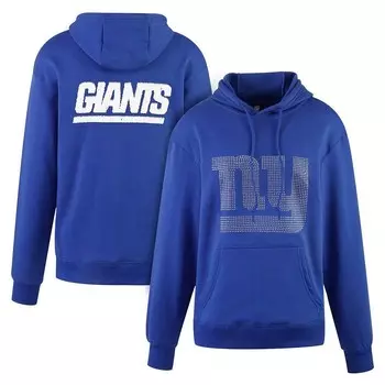 Женский пуловер с капюшоном и надписью Cuce Royal New York Giants со стразами и логотипом, цвет Gia Blue