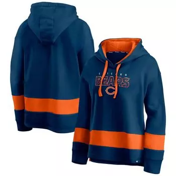 Женский пуловер с капюшоном и темно-синим/оранжевым логотипом Fanatics Chicago Bears Colors of Pride с цветными блоками Fanatics