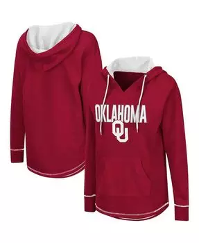 Женский пуловер с капюшоном и v-образным вырезом темно-красного цвета Oklahoma Earlys Tunic Colosseum