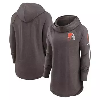 Женский пуловер с капюшоном Nike Heathered Brown Cleveland Browns Minimal State реглан с воротником-воронкой Nike