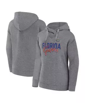 Женский пуловер с капюшоном с логотипом Heather Grey Florida Gators Script Favorite Fanatics