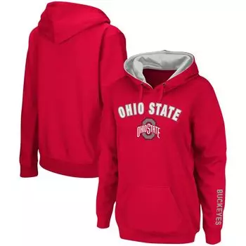 Женский пуловер с капюшоном Scarlet Ohio State Buckeyes Arch & Logo 1 Colosseum