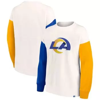 Женский пуловер с логотипом Fanatics белого цвета с цветными блоками Los Angeles Rams Fanatics