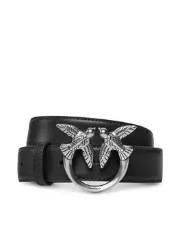 Женский ремень Pinko с серебряным логотипом, черный